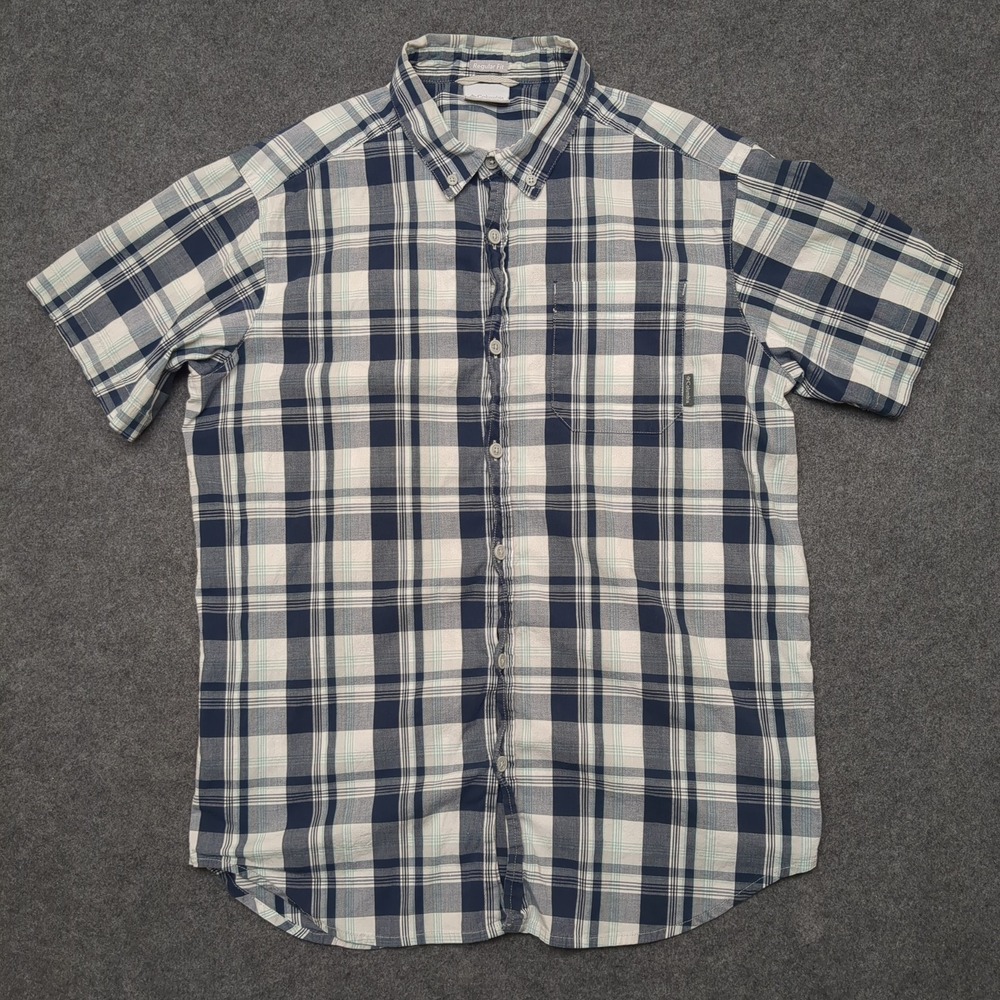 Columbia Mens Regular Fit Plaid Short Sleeve Button Down Shirt Size‎ M - Picture 2 of 11